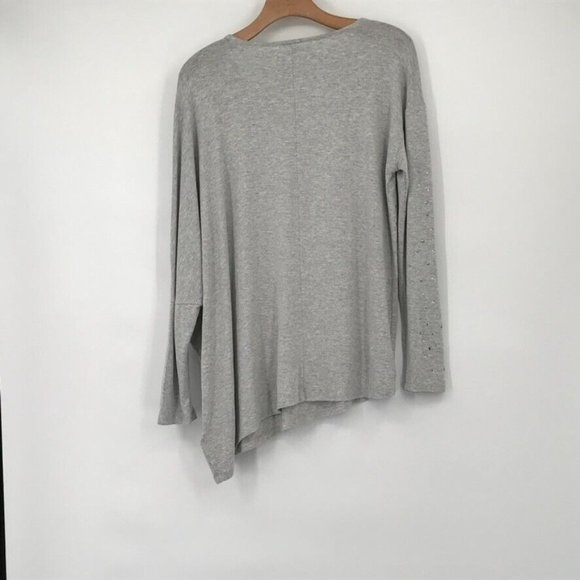 cupio woman's shirt top asymmetrical net gray rhinestone embellished size medium - Picture 3 of 5